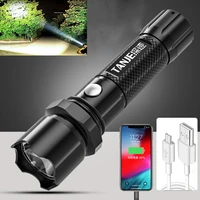 3 modes usb rechargeable flashlights portable powerful led flashlight bright focusing light outdoor camping tactical flash light