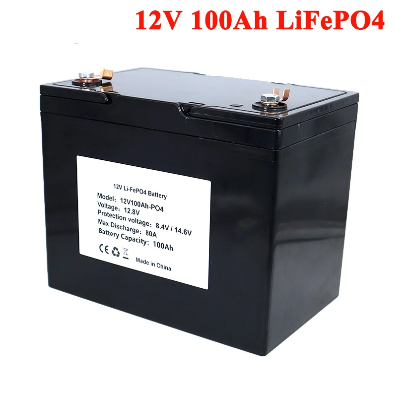 

12V 100Ah LiFePO4 Battery 12.8V Lithium Power Batteries 4000 Cycles For Campers Golf Cart Off-Road Off-grid Solar Wind