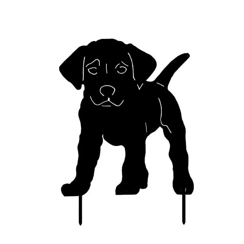 

Черная собака, искусственная лужайка, декор с подставкой для щенков, многоразовое украшение в форме собаки, животное, полый сад, животное