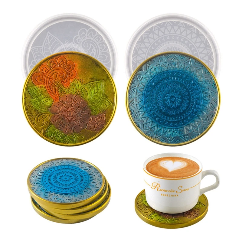 

Patterned Round Coaster UV Epoxy Resin Mold Handmade Cup Mat Mug Pad Silicone Mould DIY Crafts Jewelry Home Decorations