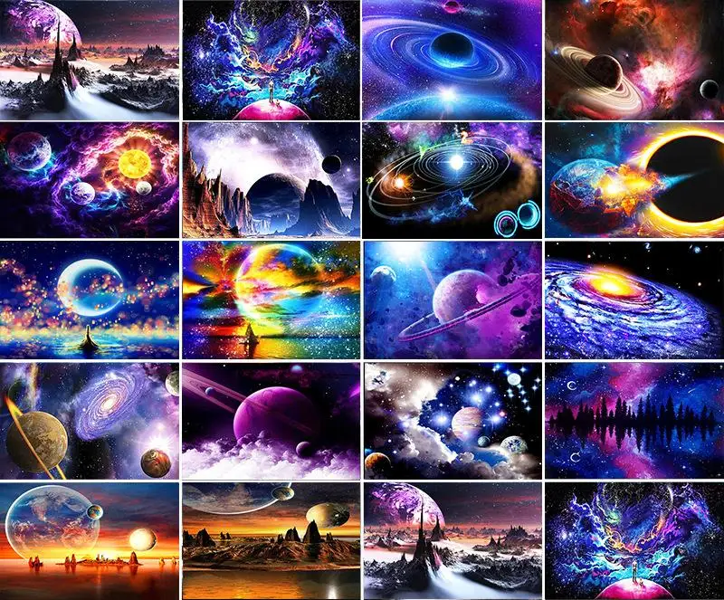 

DIY 5D Diamond Painting Kit Sky Stars Planets Full Round Drill Diamond Embroidery Mosaic Cross Stitch Home Decor Painting