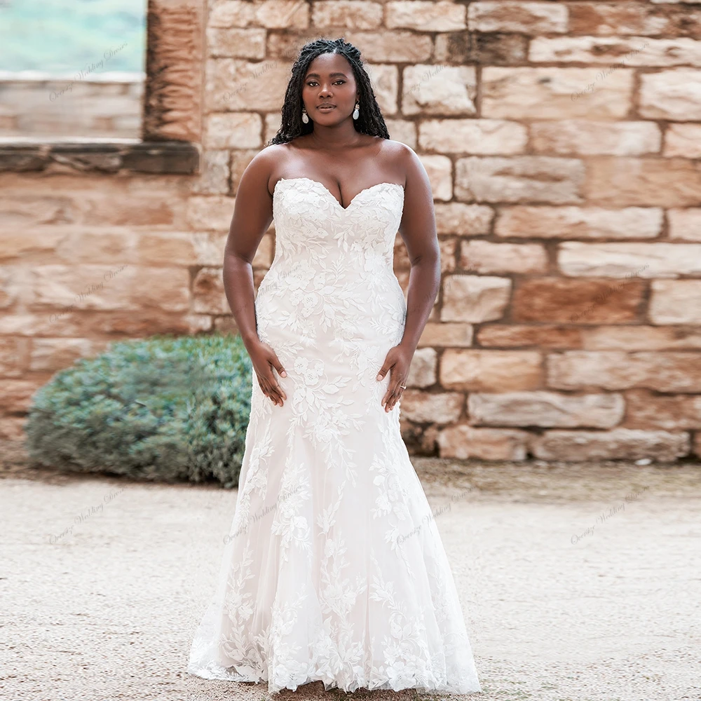 Женское свадебное платье с юбкой годе кружевное невесты оверсайз без рукавов