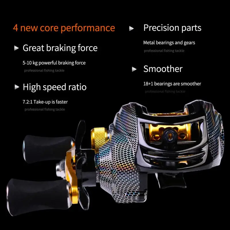 

Portable Spool 7.2:1 Gear Ratio Baitcasting Fishing Wheel Baitcasting Reel 10kg Max Drag Saltwater High Speed Fishing Reel