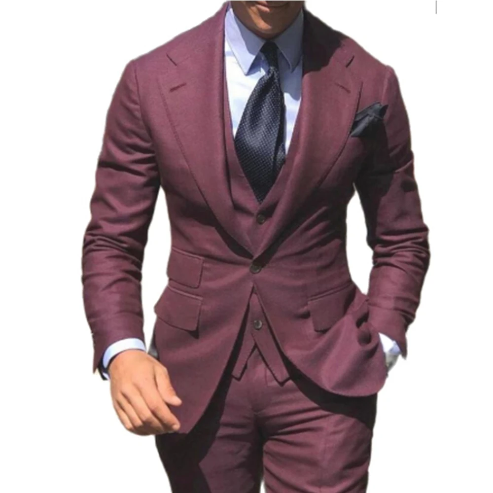 קלאסה חתונת טוקסידו חליפות Slim Fit חתן לגברים 3 חתיכות השושבינים חליפת זכר זול פורמליות עסקים (מעיל + אפוד + מכנסיים)