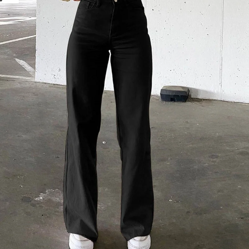 

Hot sale 2023 Brown Jeans Fashion Y2K Women High Waist Stretch Wide Leg Femme Trousers Casual Comfort Denim Mom Pants Washed Jea