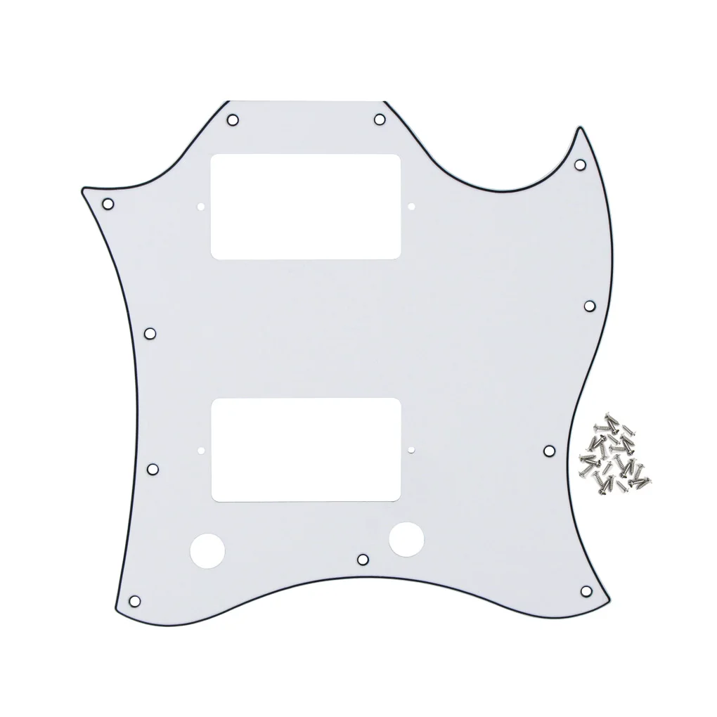 FLEOR белая 3-слойная Полнолицевая SG Pickguard HH для гитары царапин с винтами стиль