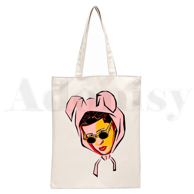 Bad Bunny Hip Hop Fashion Badbunny Graphic Cartoon Print Shopping Bags Girls Fashion Casual Pacakge Hand Bag
