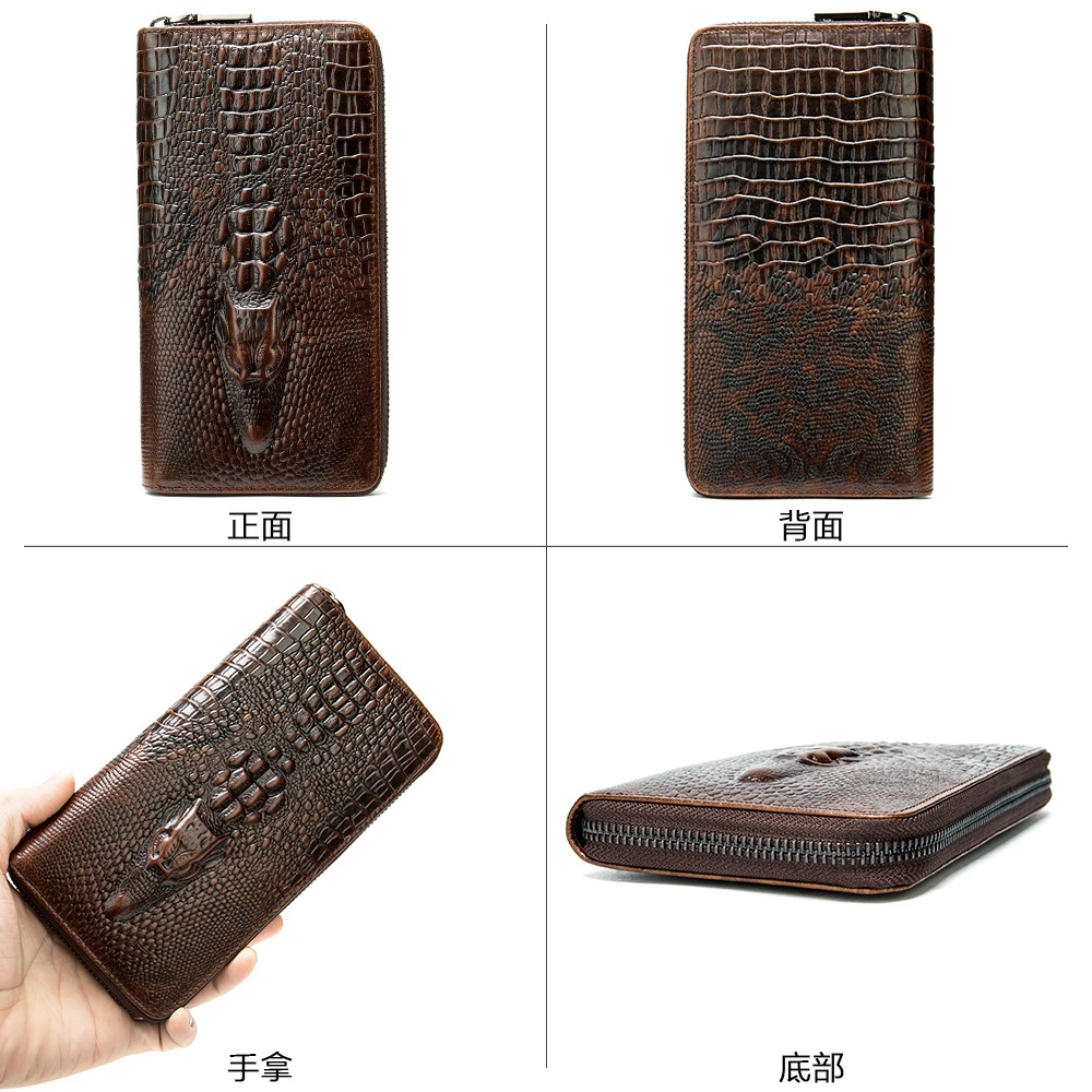 Cowhide Embossed  Pattern Men's Long Wallet / Multi-card Handhold  Wallet