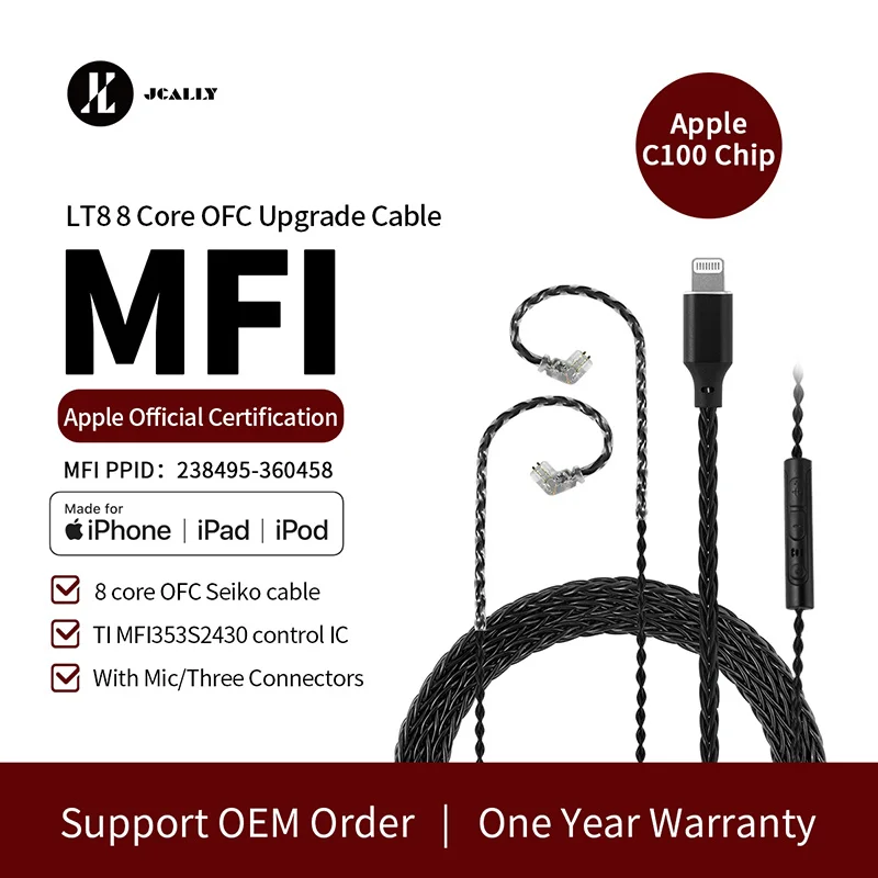 HIFI Наушники апгрейд-кабель QDC/MMCX/0.78 для Apple c100 Lightning 8N высокочистый OFC с микрофоном для iPhone/Shure/KZ/ZSN on.