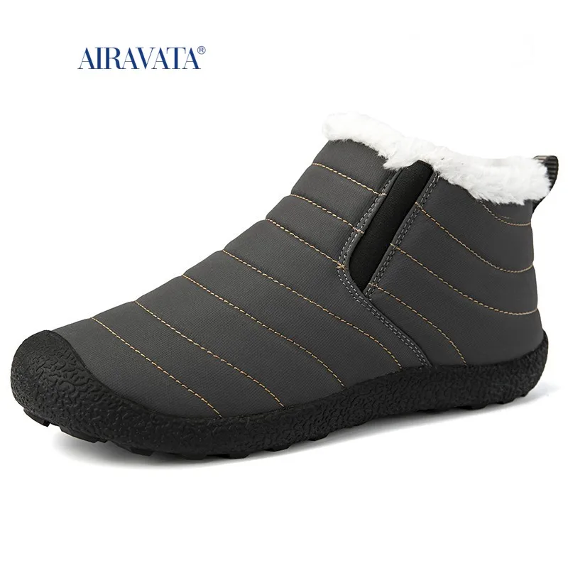 Snow Boots Men Women Shoes Warm Plush Fur Ankle Boots Winter Unisex Slip on Flat Casual Shoes Waterproof Ultralight Footwear