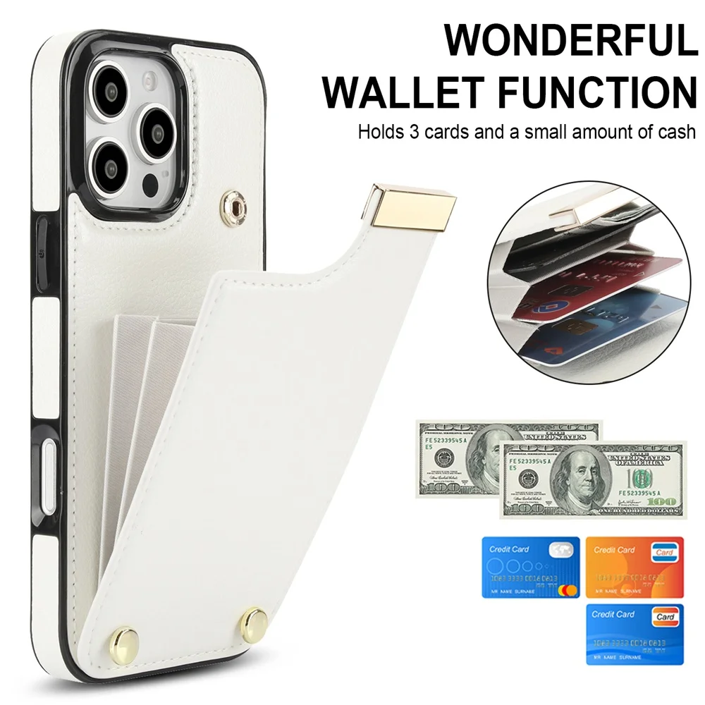 Двухслойный кожаный чехол с карманами для карт iPhone 11 12 13 14 15 16 Pro Max XR X XS 7 8 Plus