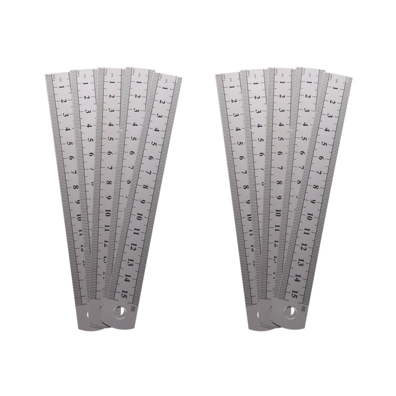 

10 Pcs Dual Side Marked 15Cm 6 Inch Stainless Steel Straight Ruler