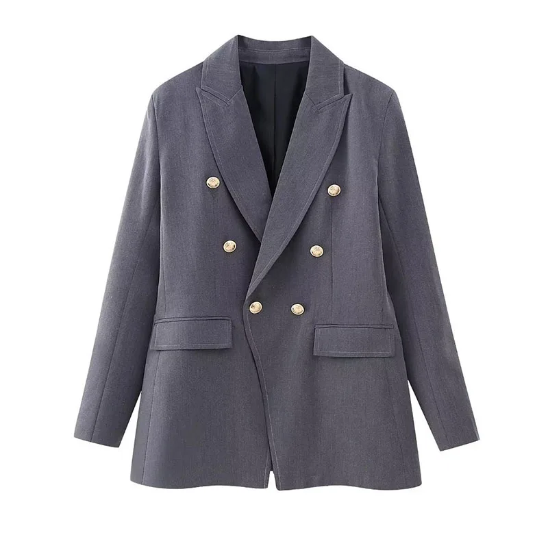 

Однотонные шикарные офисные женские блейзеры для женщин, элегантные стильные пальто 2023, женский двубортный облегающий блейзер с длинным рукавом