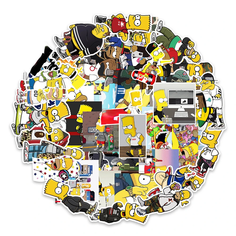 

50pcs Various Cartoons Simpson Tide Brand Graffiti Car Skateboard Waterproof Stickers