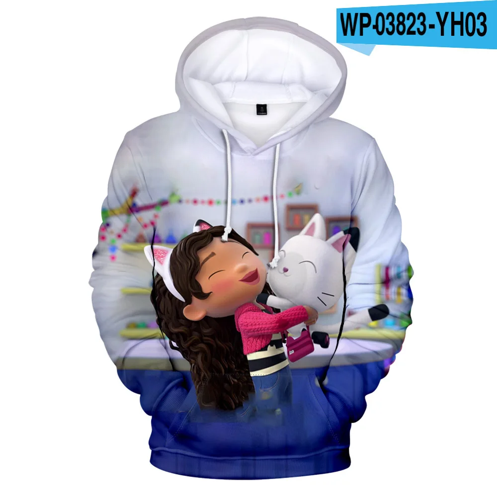 3-20Y Kids Gabbys Dollhouse Clothes Baby Boys 3d Colorful Print Sweatshirt Children Cartoon hoodie Teenager Girls Hip Hop Outfit