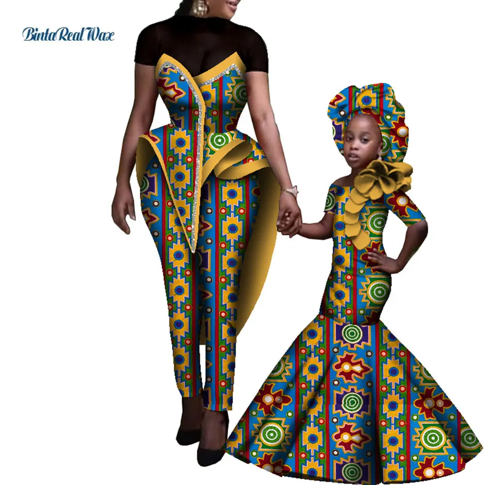 New Fashion Mom and Daughter Couple Clothes Dress Dashiki African Print Dresses African Women Clothing WYQ737