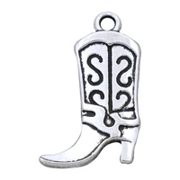 10pcs s design cowboy boots high heel charms pendants jewelry 25x16mm l250 zinc alloy tibetan silver
