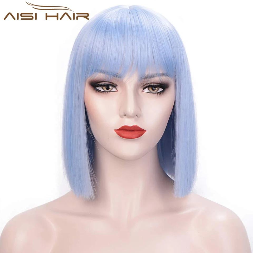 

AISI HAIR синтетический оранжевый парик с эффектом омбре, короткие прямые волосы средней длины, парик для женщин, натуральные желтые/красные парики из термостойкого волокна