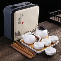 chinese tea travel tea set kung fu teaset ceramic portable teapot porcelain teaset gaiwan tea cups of tea ceremony teaware bag