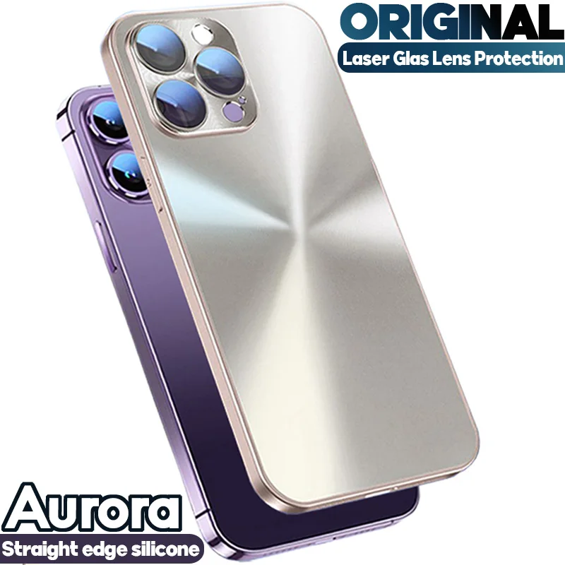 

Luxury Bling Aurora Laser Shockproof Case For iPhone 15 14 Plus 13 12 11 Pro Max 8K Glass Camera Protection Matte Silicone Cover