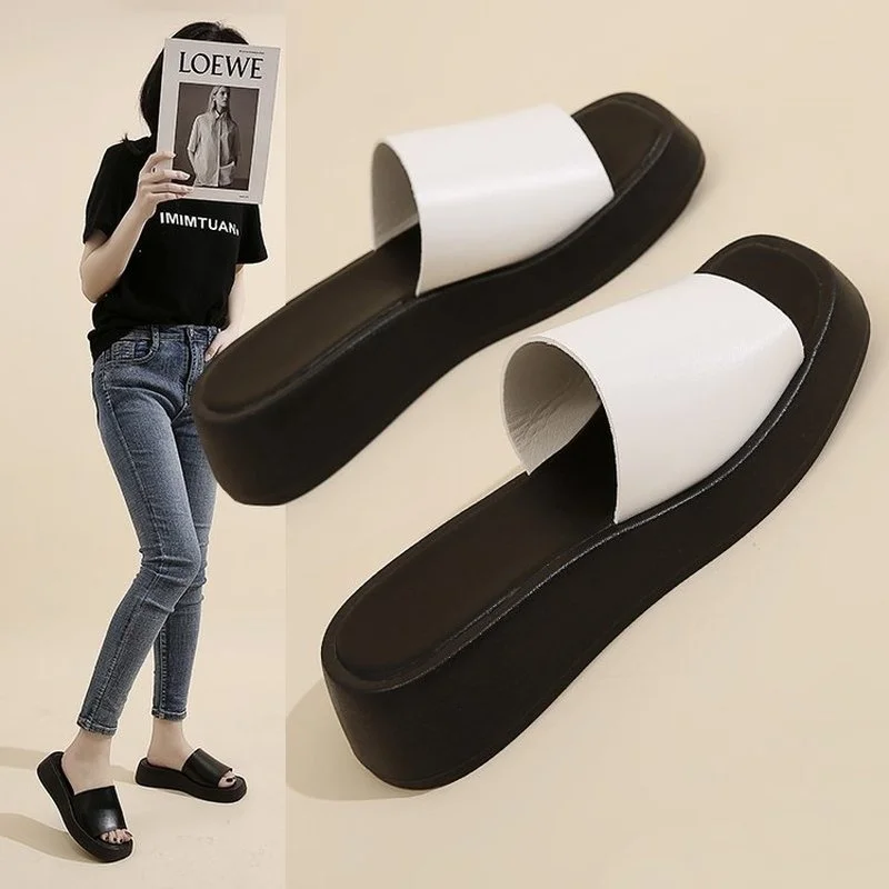 

2022 New Women Slippers Fashion Summer Wedge Slippers Beach Flops Slipper Platform Beach Shoes Sandals Non-slip Feet Large Size