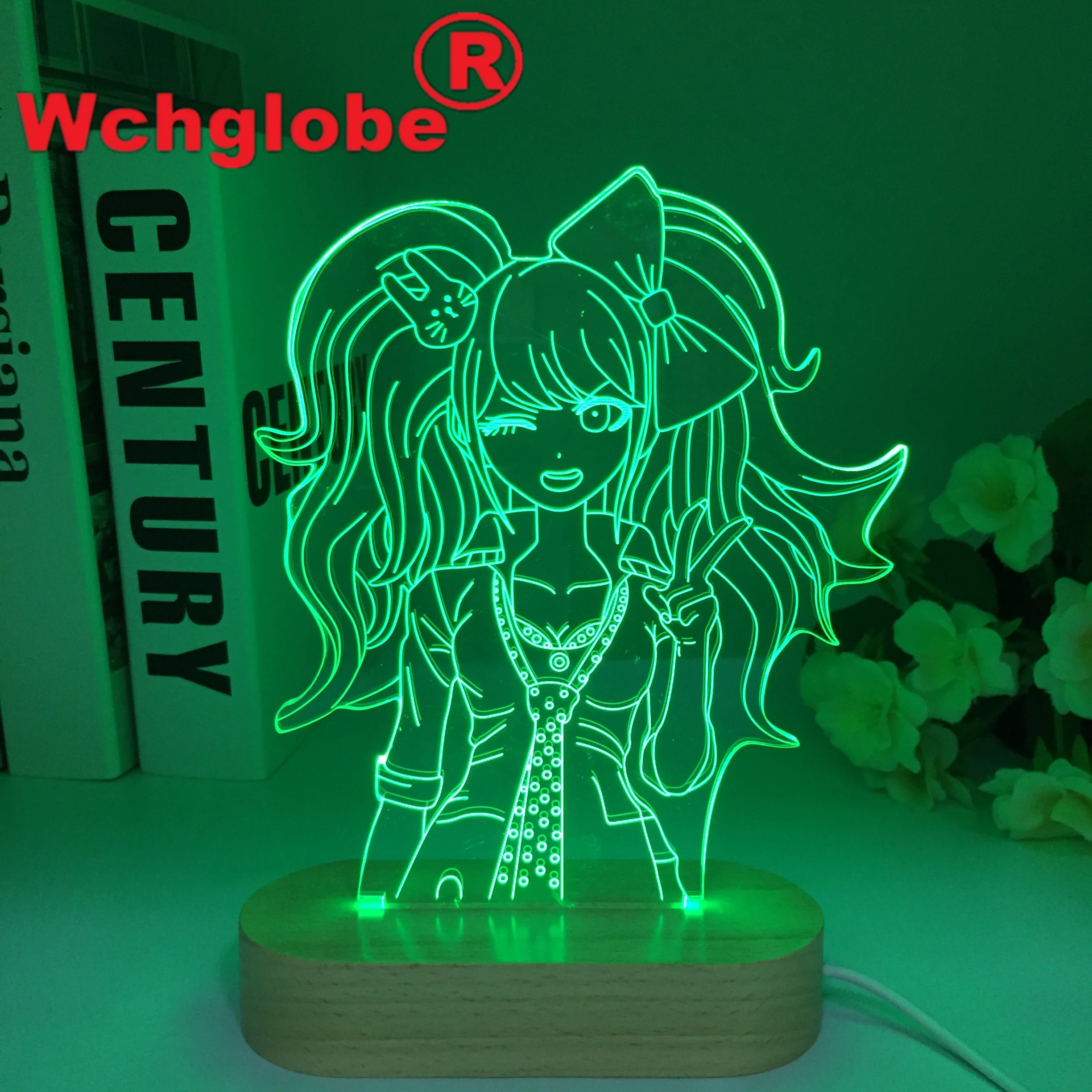 Danganronpa Junko Enoshima Wooden Remote Led Night Light Lamp for Room Decor Kids Child Gift Danganronpa Acrylic Desk Lamp