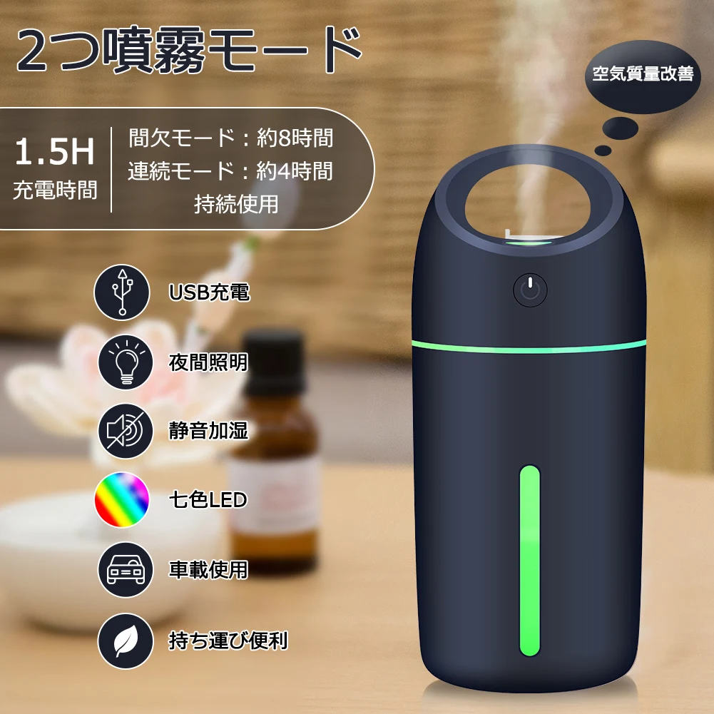 

7 Colors LED Car Humidifier Essential Oil Diffuser USB Room Diffuser Mini Portable For Large Room Apartment