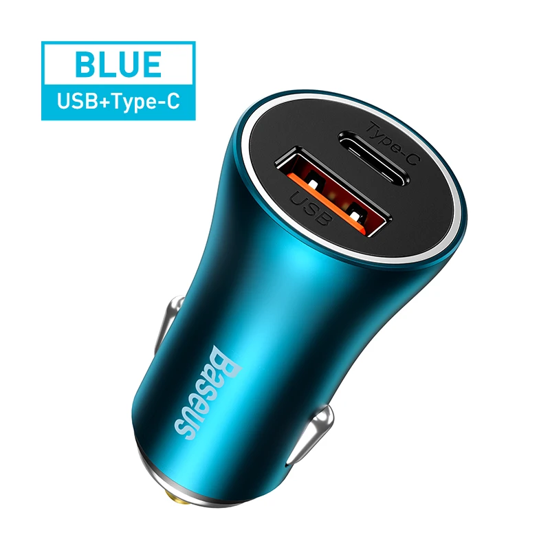 

Автомобильное зарядное устройство Baseus, 2-портовое USB-разъем C, автомобильное зарядное устройство для прикуривателя, быстрая зарядка для iPhone Xiaomi, Samsung, адаптер питания