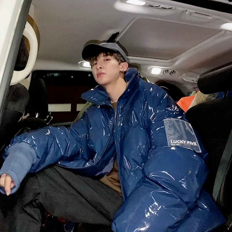 Winter Stand Collar Loose Bright Color Cotton Jacket Coat Thickened Warm Cotton Jacket Purple Cotton Jacket for Men and Women