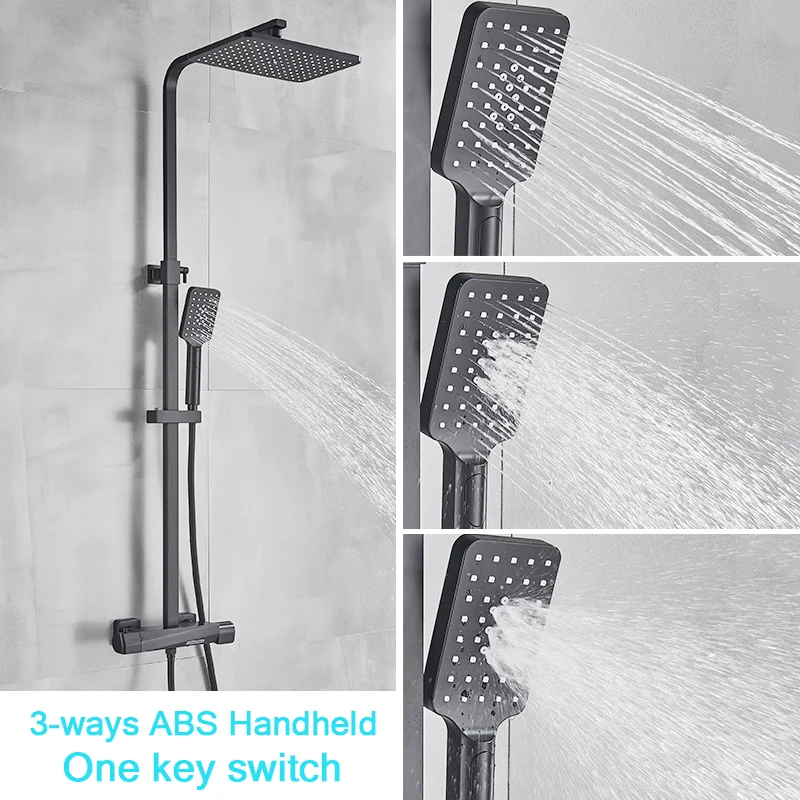 

Matte Black Shower Faucet Thermostatic Bathroom Faucet Chrome Rainfall Thermostatic Bath Mixer Tap with tub spout Mixer