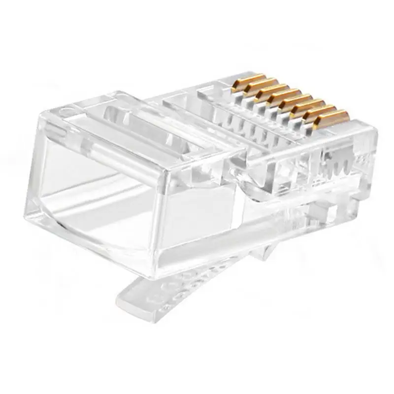 Оптовая продажа, 100 шт., Кристальный разъем 8P8C RJ45, Модульный сетевой кабель Ethernet, головка вилки для UTP Cat5 Cat5e Cat6, мужской адаптер RJ45