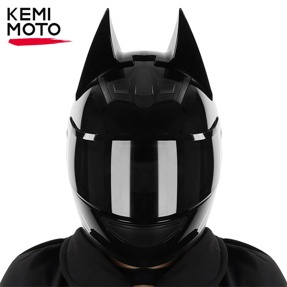 Motorcycle Helmet Full Face Bat Ears For Man Detachable Horns Summer Breathable Motorcross Racing MotorBike Safety Moto Helmets