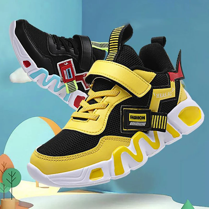 

Детские кроссовки для мальчиков и девочек, повседневная легкая теплая обувь для бега на плоской подошве, Зимние кеды