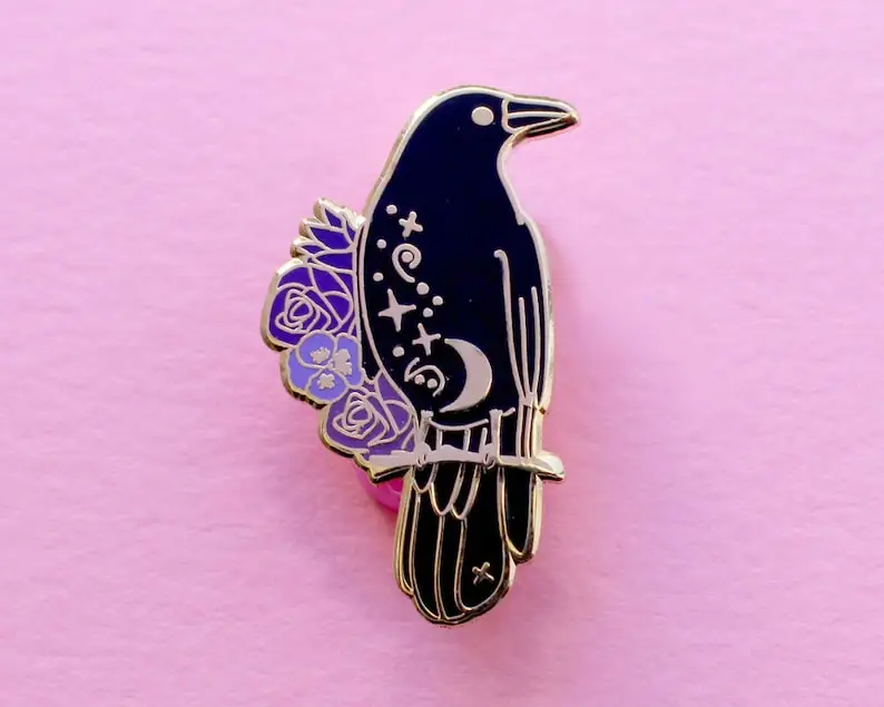 

Raven Crow Enamel Pin Cartoon Brooch Lapel Badges Jewelry Gift Funny Cute Fashion Kids Friends Women Men