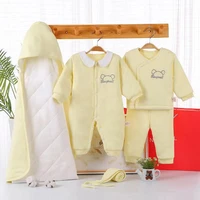 autumn and winter new newborn cute suit cartoon printing cotton soft warm child baby full moon clothes without box xb207