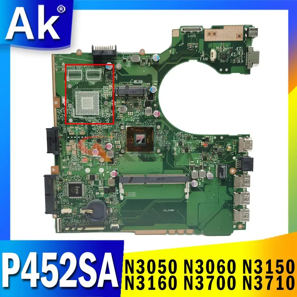 

P452SA N3050 N3060 N3150 N3160 N3700 N3710 CPU Motherboard for ASUS P452SA P452SJ P452S RPO452S Laotop Motherboard Mainboard