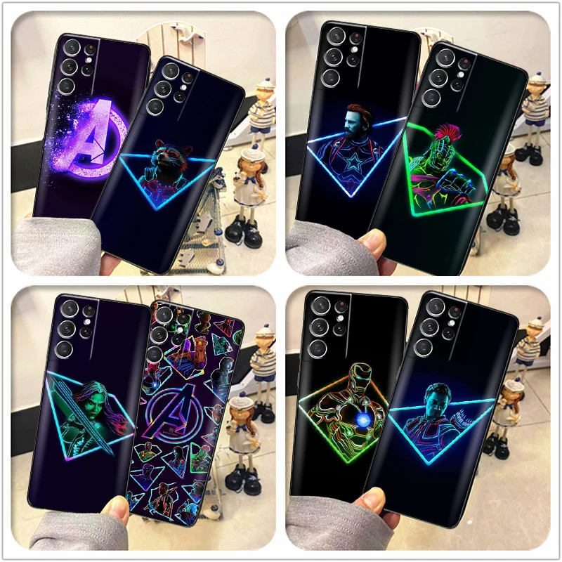 

Marvel The Avengers Iron Man Phone Case For Samsung Galaxy S22 S21 S20 Ultra FE 5G S22 S10 10E S9 Plus Soft Carcasa Black