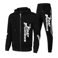 2022 the fast and the furious sportswear jackets and black sweatpants high quality male daily casual sports hoodies jogging suit
