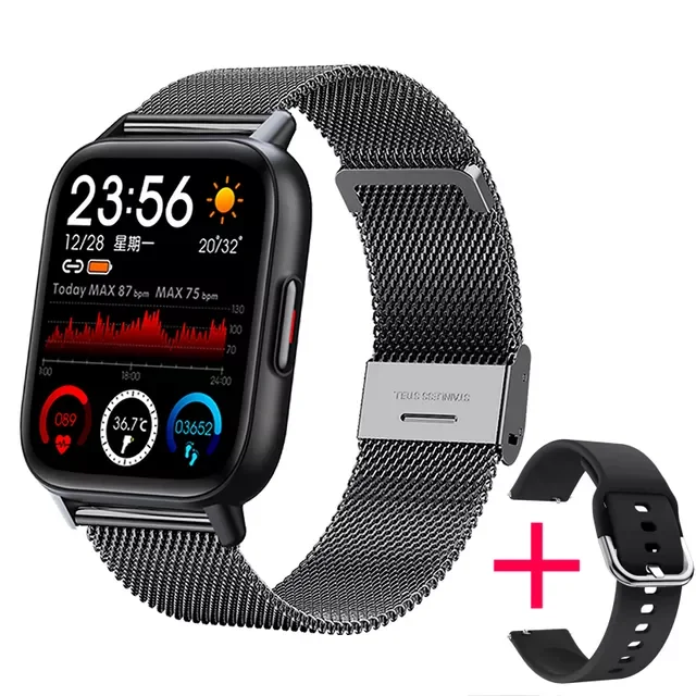 

New 1.69 Inch Smart Watch Men Body Temperature Full Touch Screen Smartwatch Women Accurate Oxygen Monitor Clock