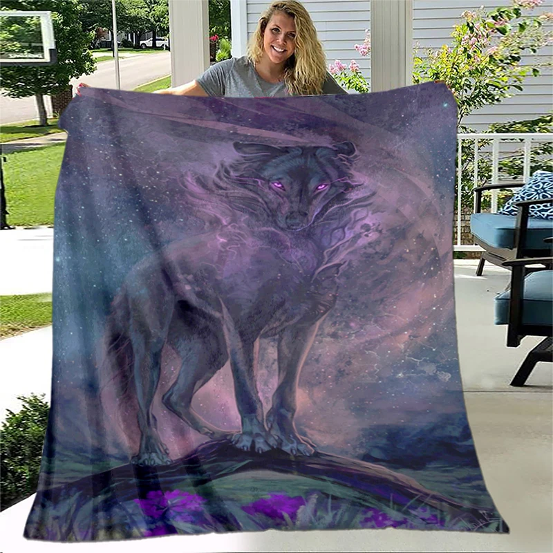 

Art Fantasy Wolf Soft Plush Sofa Bed Throwing Cartoon Picnic Flannel Blanket Gedruckt Bettdecke Geschenk Gift Blankets Modern