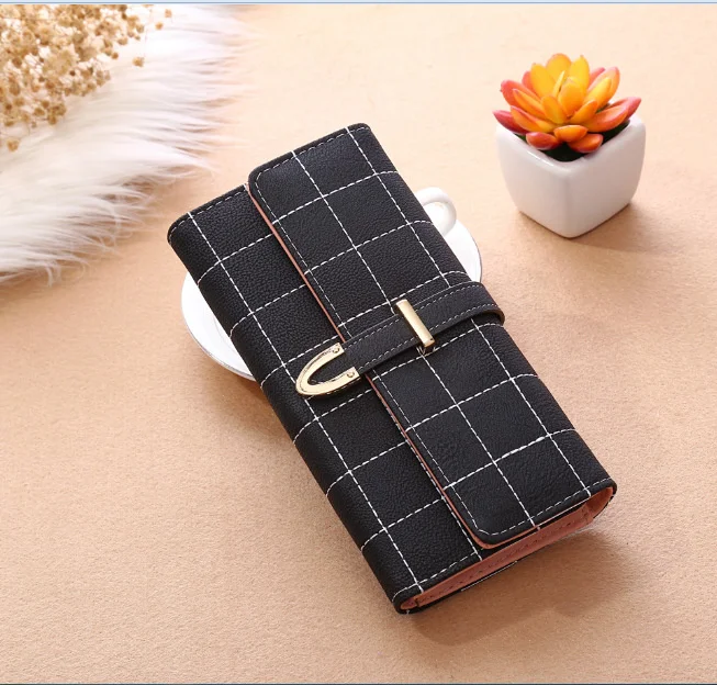 

Women Wallets Long With Plaid PU Leather Hasp Coin Purse Phone Bag Card Holders Female Wallet for girls ladies