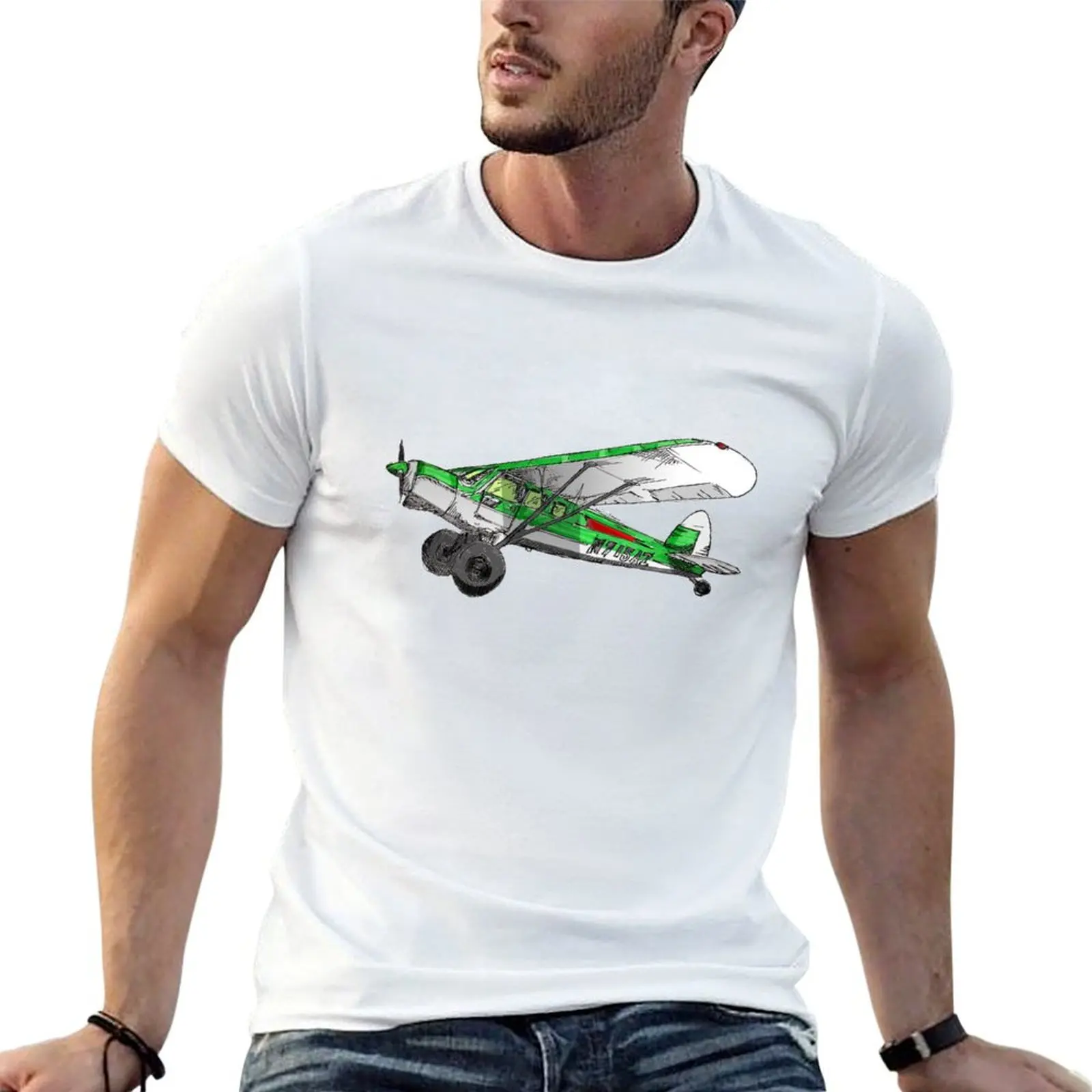 Фото Футболка с принтом для пилотов самолетов Piper Cub, модная повседневная футболка с коротким рукавом №1