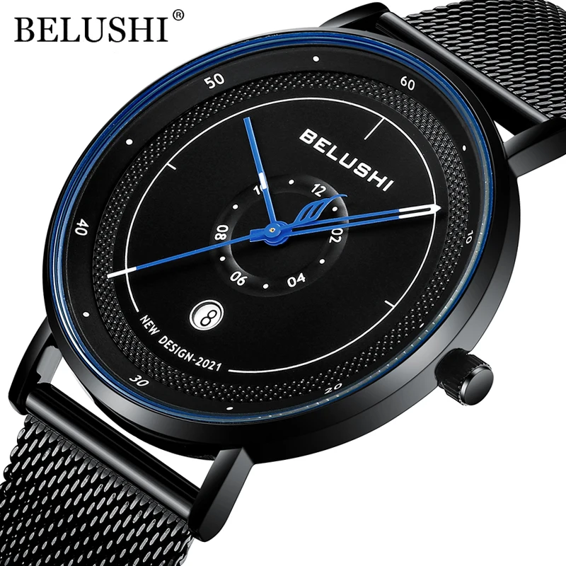 BELUSHI New Fashion Men Watches Top Brand Sport Clock Mens Waterproof Quartz Watch Men Casual Wrist Watch Relogio Masculini