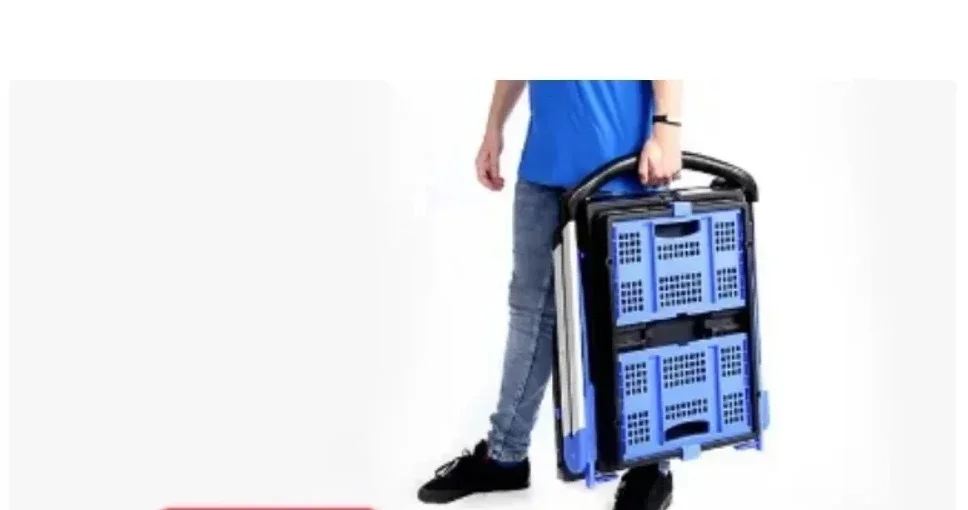 Новые двухслойные складные тележки легкие алюминиевые для покупок с ящиком