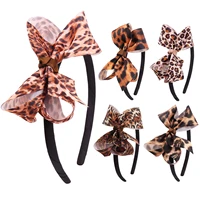 5pclot new big leopard bow headband for girls kids knot headwears wide big bow hair band hair accessories daily life headwear