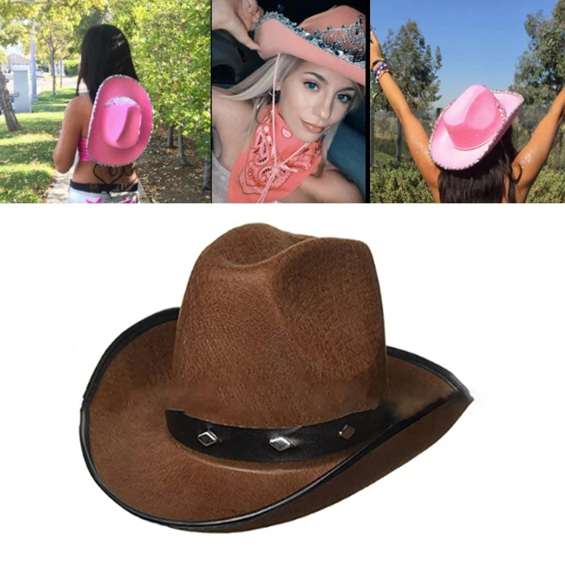 

Винтажная фетровая шляпа X4YC для мужчин и женщин, шляпа в западном стиле, с заклепками, для вечерние и Косплея