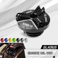 with gladius logo new aluminum motorcycle engine oil filter cup plug cover screw for suzuki gladius 1250f 2009 2013 2014 2015