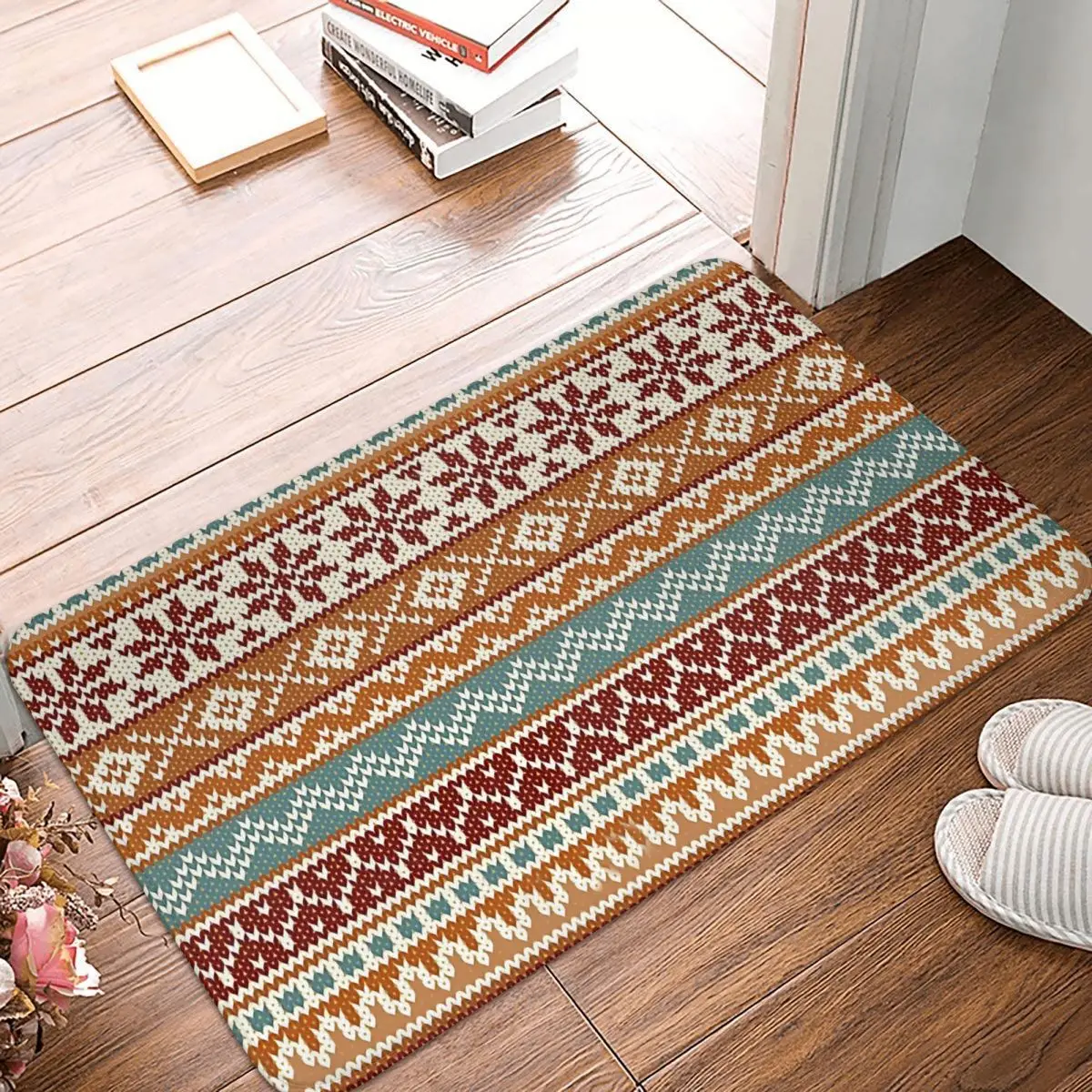 

Non-slip Doormat Fair Isle Fox Vibes Carpet Living Room Bedroom Mat Prayer Indoor Modern