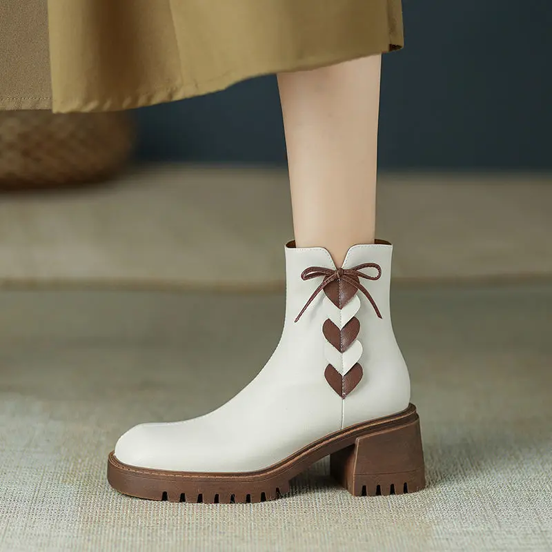 

Ботинки Martin женские осенне-зимние универсальные ботильоны на среднем массивном каблуке средней высоты в британском стиле ботинки из кожи