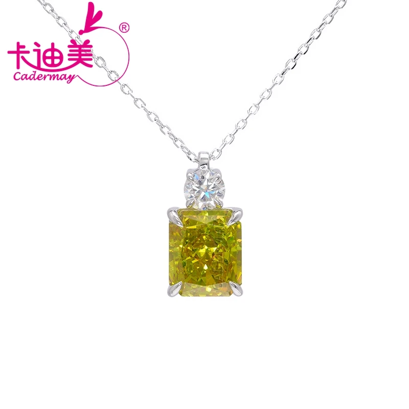 CADERMAY Custom Jewelry Radiant Cut Moissanite S925 Sterling Silver Octagon ZC Pendant Necklace For Women Party Gifts